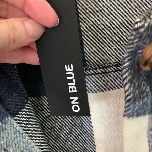 NWT Full Length Cozy Shacket in blue/white/black S - Picture 9 of 9